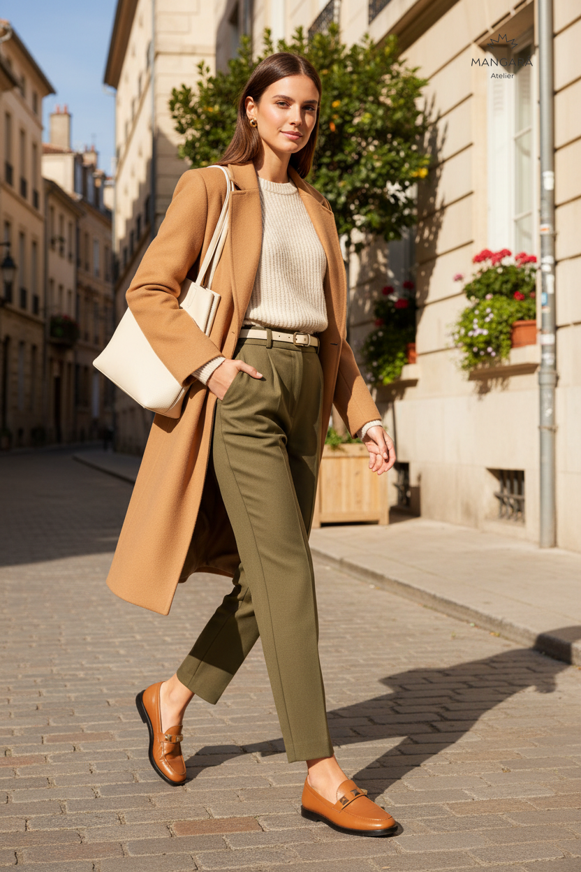 Caetê Caramel Leather Loafers – Gold Studs, 3cm Block Heel