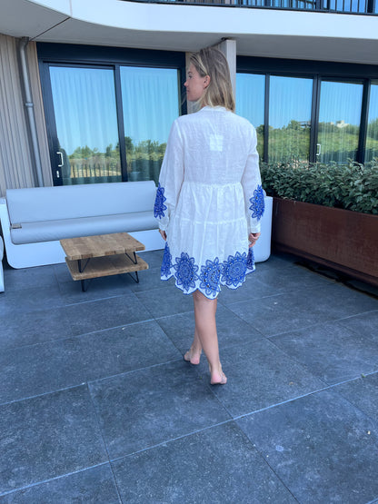 Jurk | Greek Archaic Kori White/Blue - For Models and Mermaids