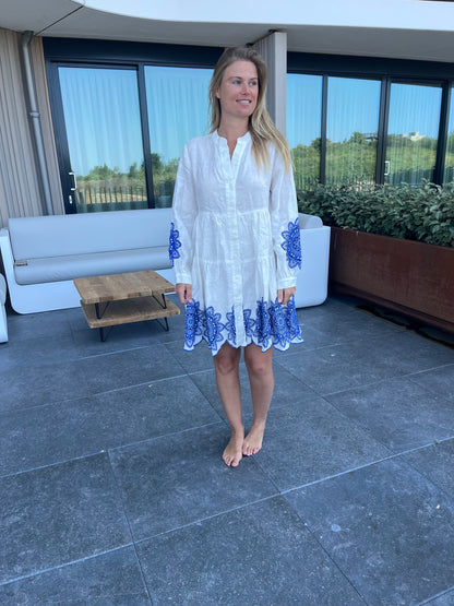 Jurk | Greek Archaic Kori White/Blue - For Models and Mermaids