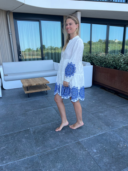 Jurk | Greek Archaic Kori White/Blue - For Models and Mermaids
