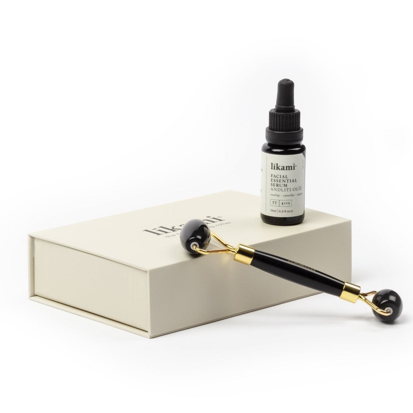 Likami Facial Essential Serum & Jade Stone Roller Set