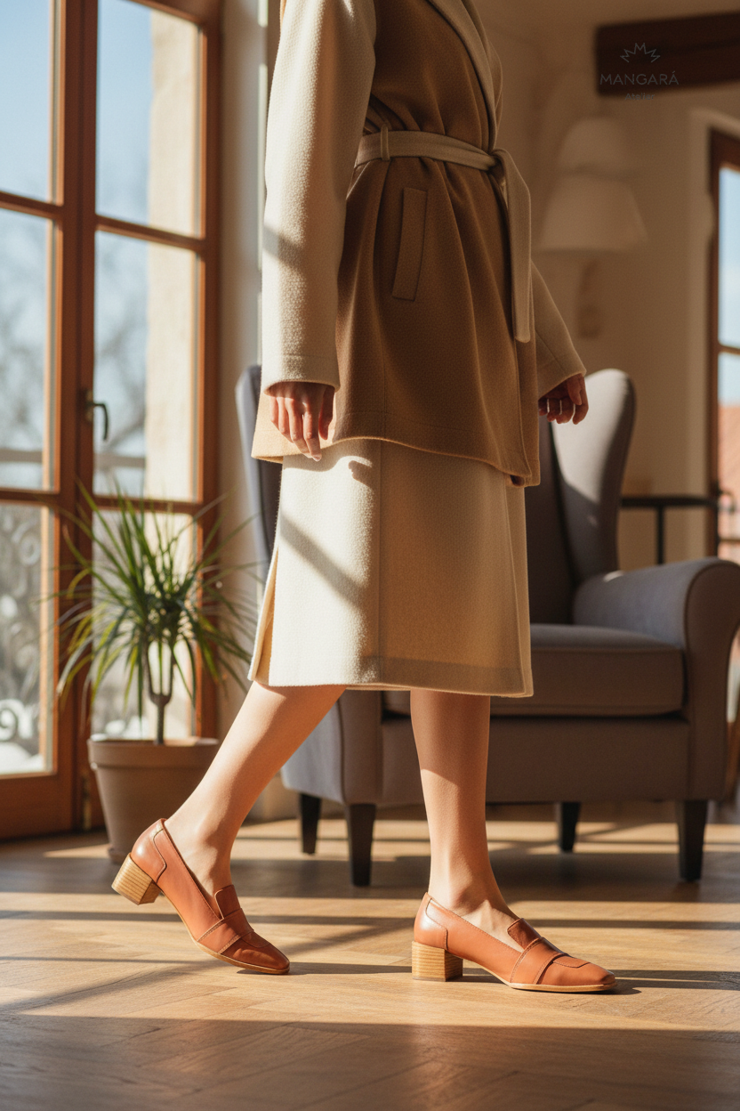 Louro Loafers in Caramel Calf Leather – 4cm Block Heel