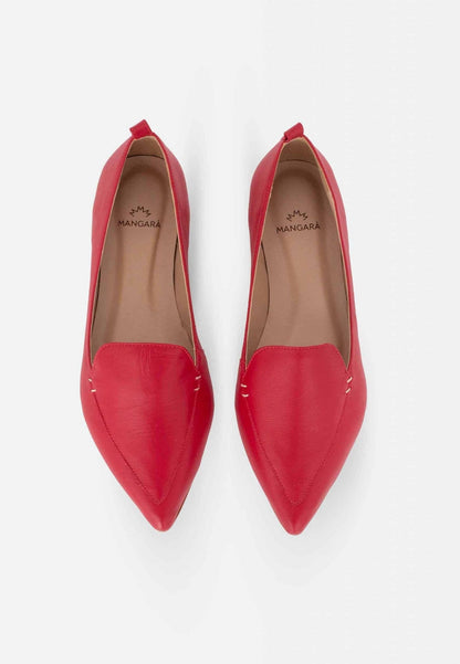 Butiá Red Leather Ballerinas – Pointed-Toe Flat