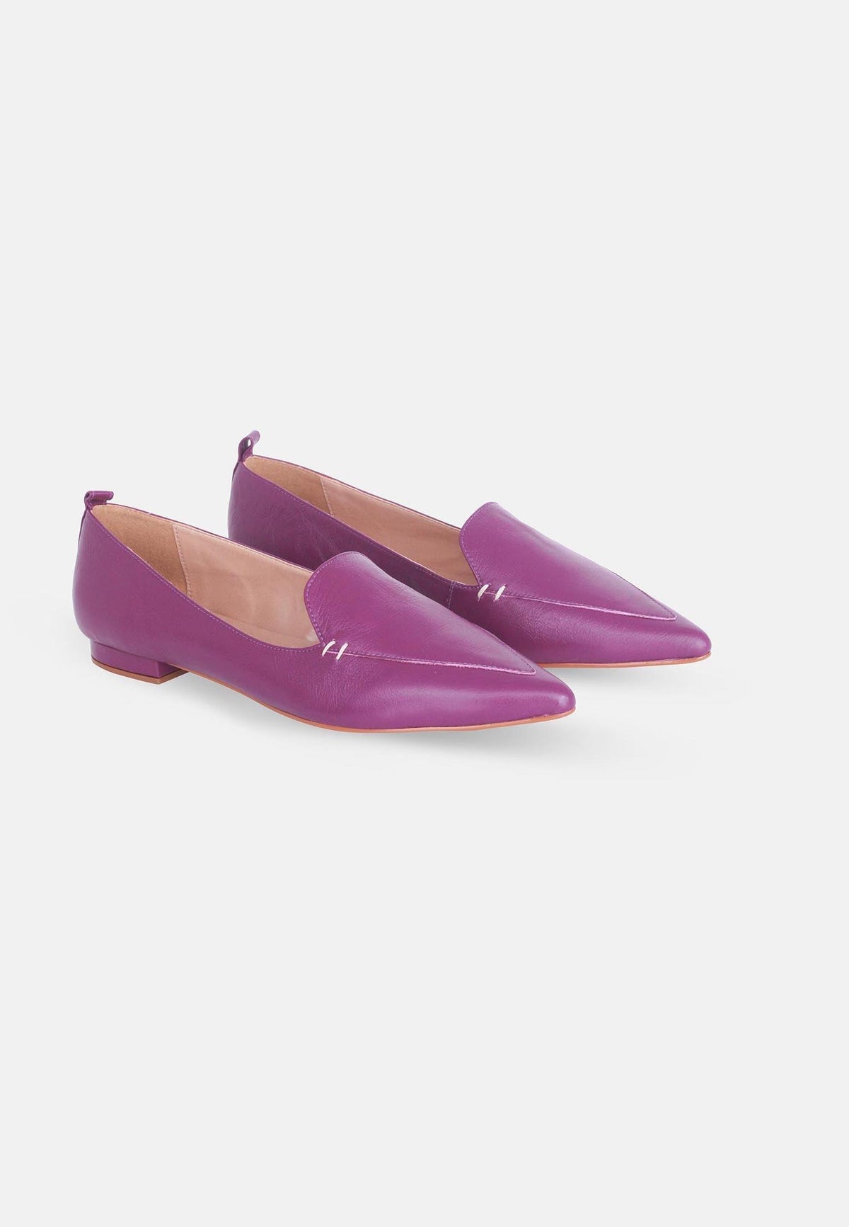 Butiá Purple Leather Ballerinas – Pointed-Toe Flat