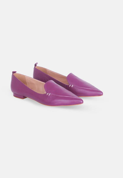 Butiá Purple Leather Ballerinas – Pointed-Toe Flat