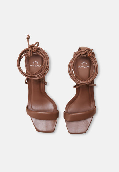 Caúna Chocolat Calf Leather Strappy Block Heel Sandals – 6.5cm
