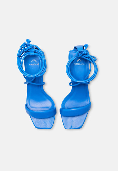 Caúna Blue Calf Leather Strappy Block Heel Sandals – 6.5cm