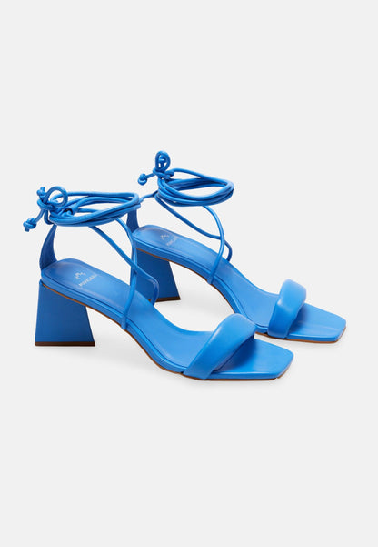 Caúna Blue Calf Leather Strappy Block Heel Sandals – 6.5cm