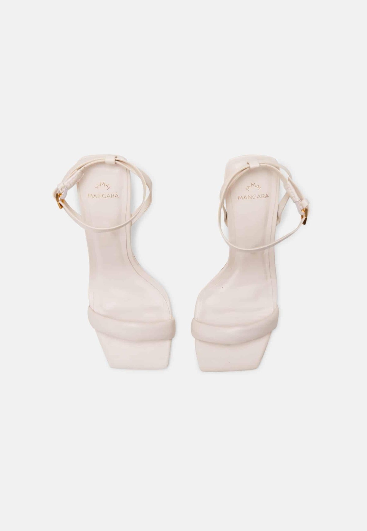 Cortiça Calf Off-White Leather Sandals – 9cm Ankle Strap Stiletto
