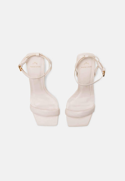 Cortiça Calf Off-White Leather Sandals – 9cm Ankle Strap Stiletto