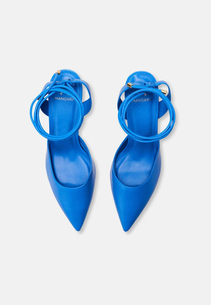 Jaborandi Blue Leather Slingback Heels – 6.5cm Pointed Toe