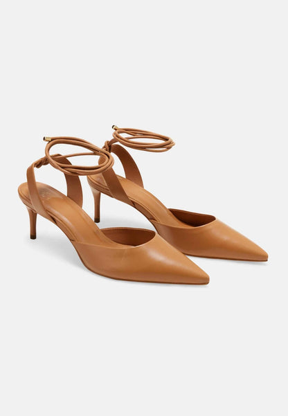 Jaborandi Caramel Leather Slingback Heels – 6.5cm Pointed Toe