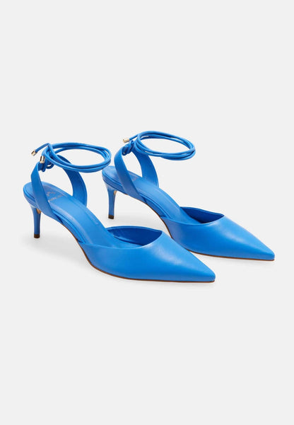 Jaborandi Blue Leather Slingback Heels – 6.5cm Pointed Toe