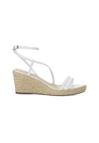 Romã White Leather Espadrille Wedges – Jute Platform