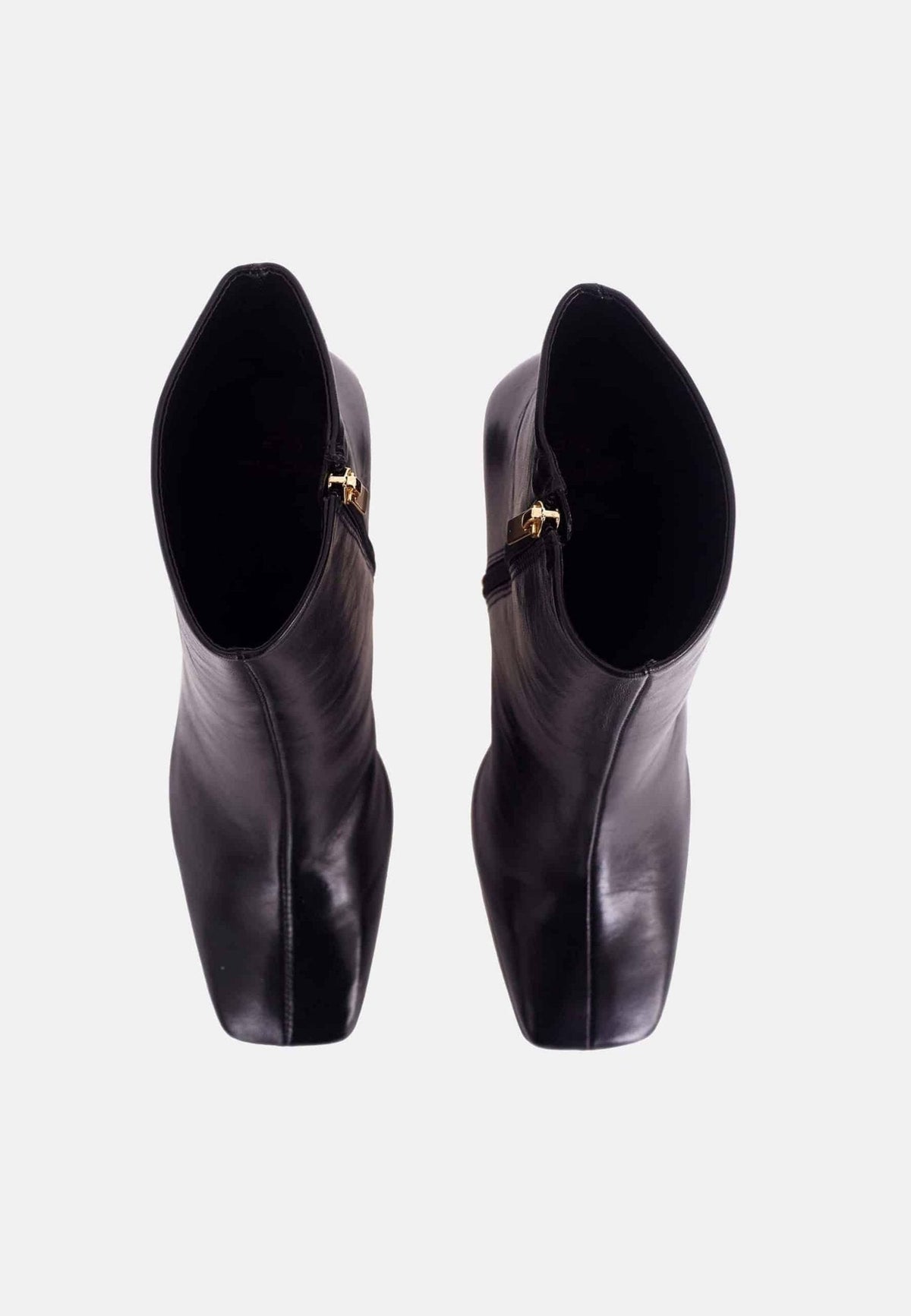 Senna Black Goat Leather Ankle Boots – 7.6cm Block Heel