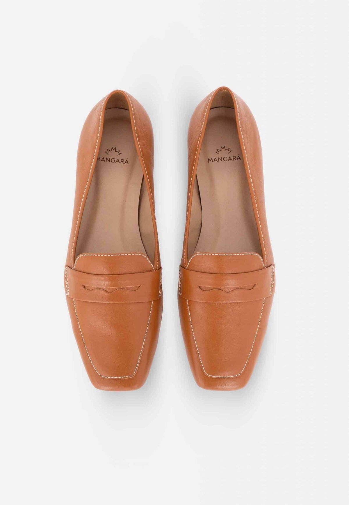 Cipó Caramel Leather Square-Toe Loafers – Flat