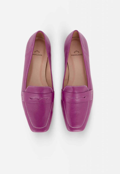 Cipó Purple Leather Square-Toe Loafers – Flat