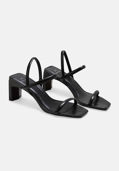 Palmito Goat Black Leather Sandals – 6.5cm Block Heel