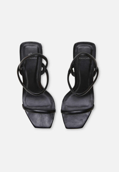 Palmito Goat Black Leather Sandals – 6.5cm Block Heel