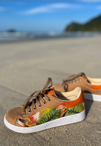 Floral Embroidered Suede Sneakers – Women Artisan