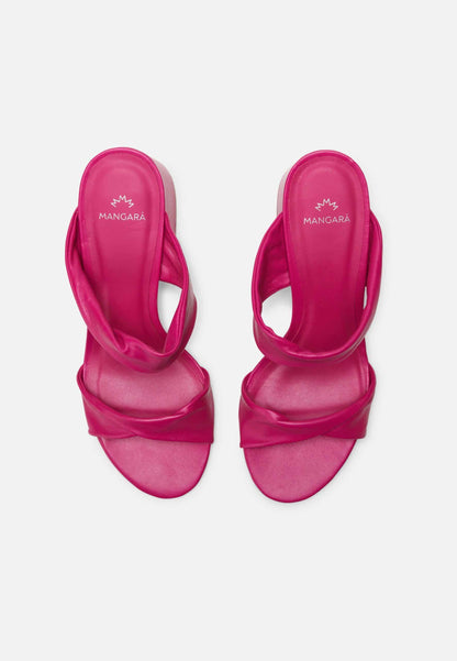 Xaxim Goat Pink Leather Mules – 6.5cm Block Heel Slip-On