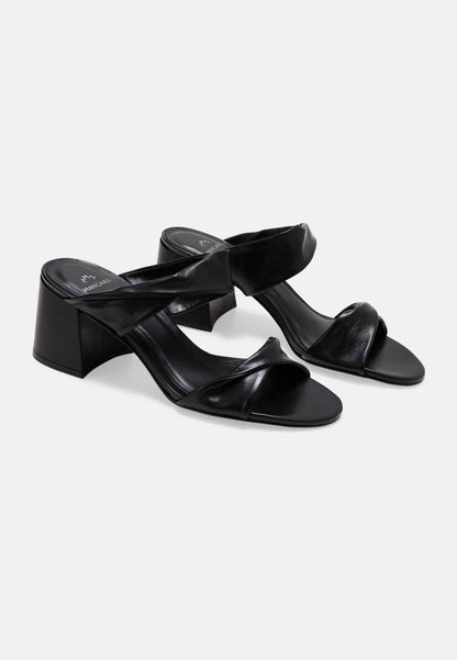 Xaxim Goat Black Leather Mules – 6.5cm Block Heel Slip-On