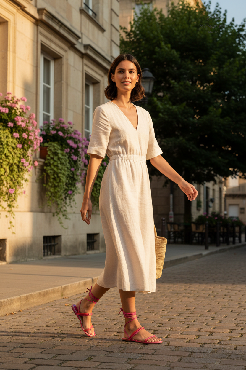 Urucum Pink Leather Lace-Up Sandals