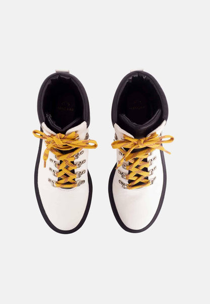 Vriesea White Leather Hiker Boots – 9cm Block Heel