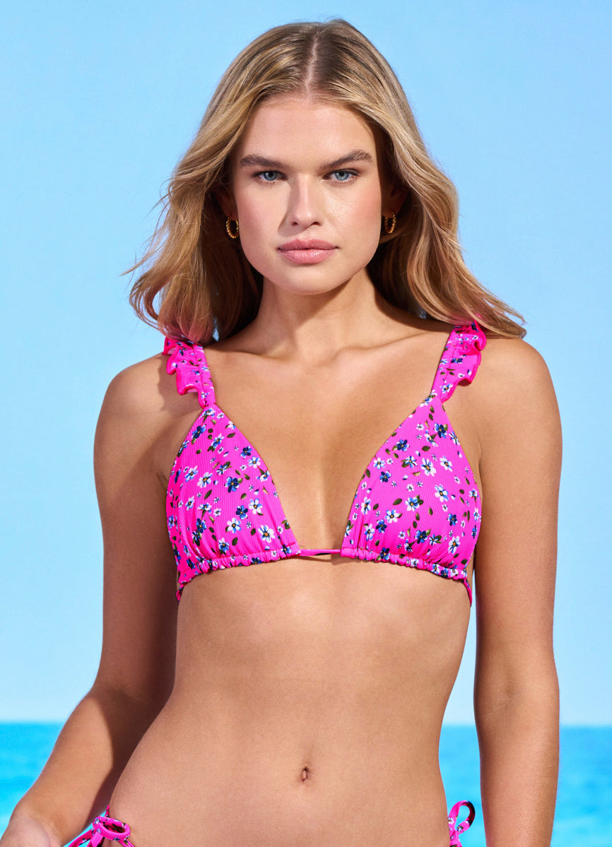 Bikini Top | Maaji Happyflower Crush Ruffle Triangle - For Models and Mermaids